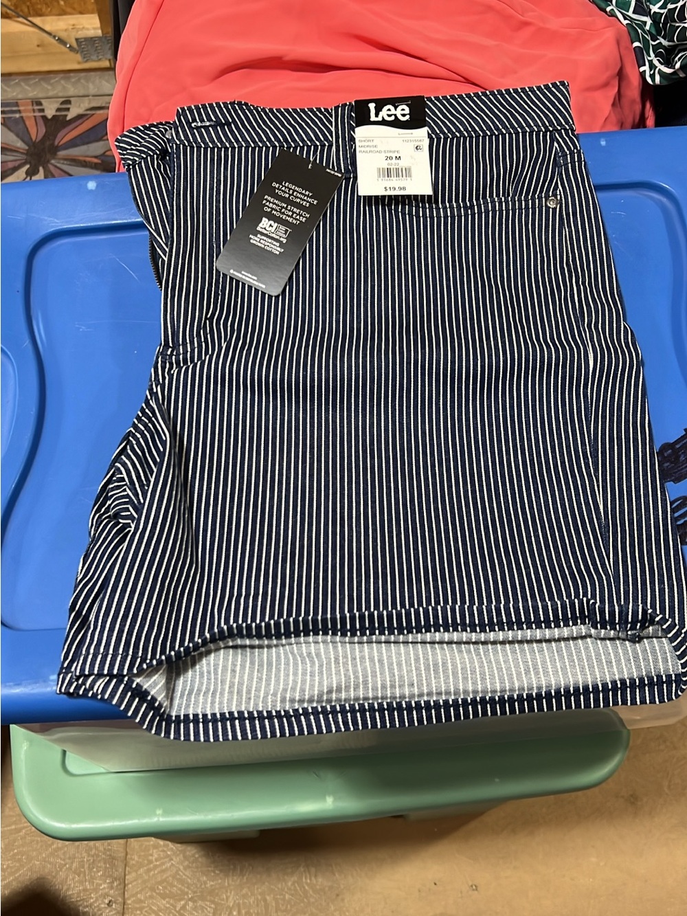 Lee Navy and White Pinstripe Shorts